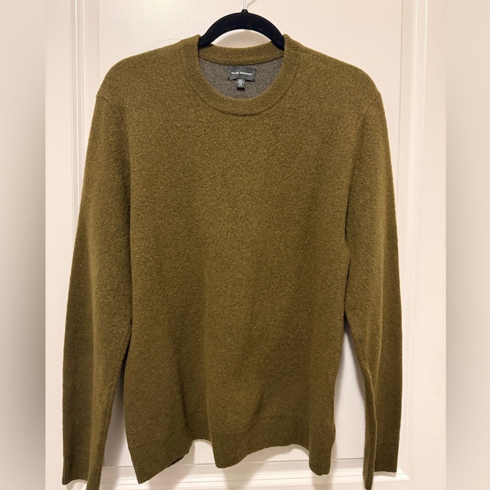 Club Monaco Wool Khaki Green Crewneck Sweater